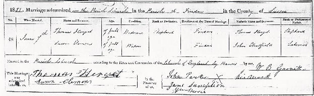 Marriage Chatfield-Clemons Susan - Heryet Thomas 1851.jpg